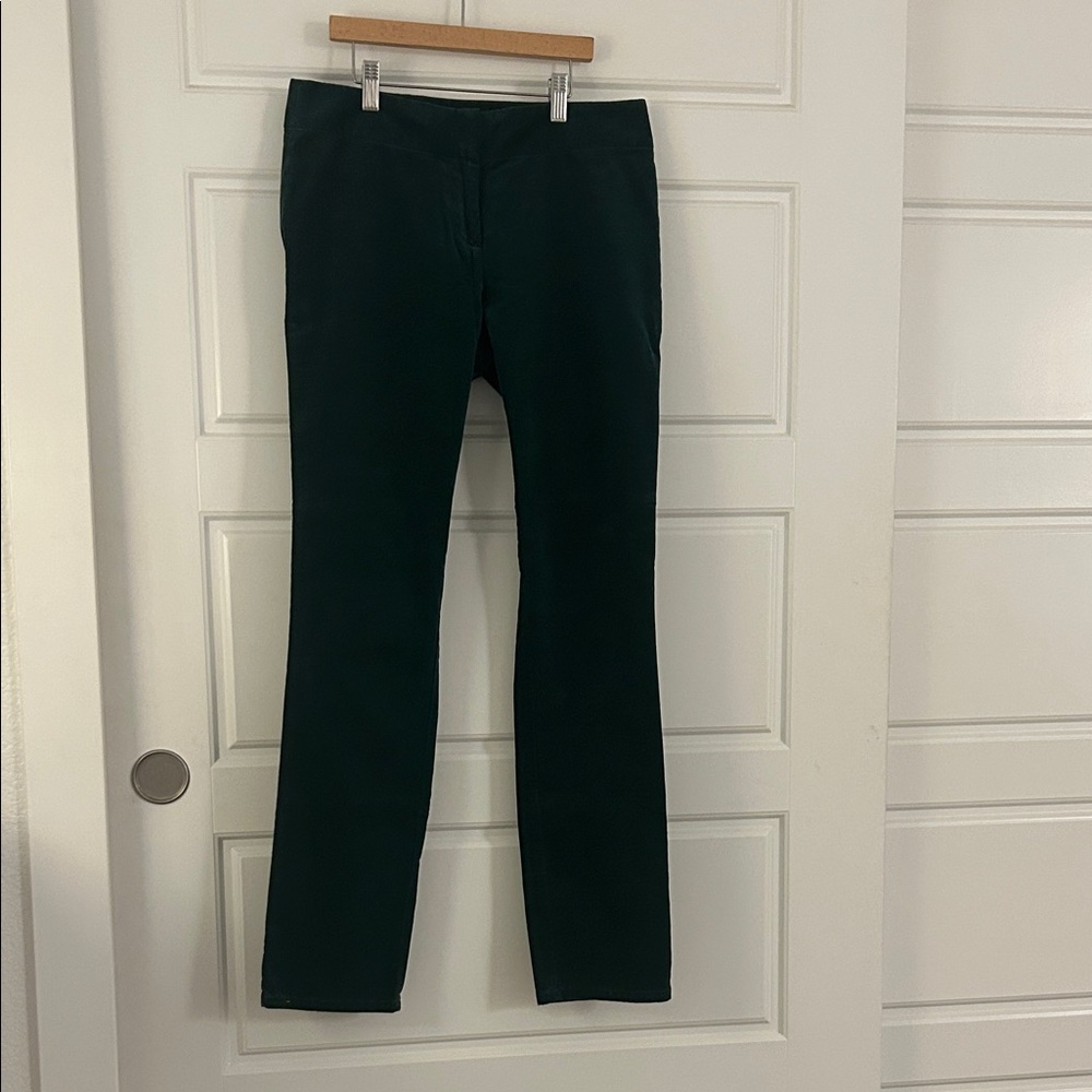 Loft Dark Green Velvet Pants Straight/Flare Midrise Fit